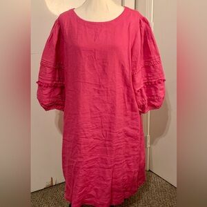 Chico’s Linen Shift Dress with Puff Sleeves
